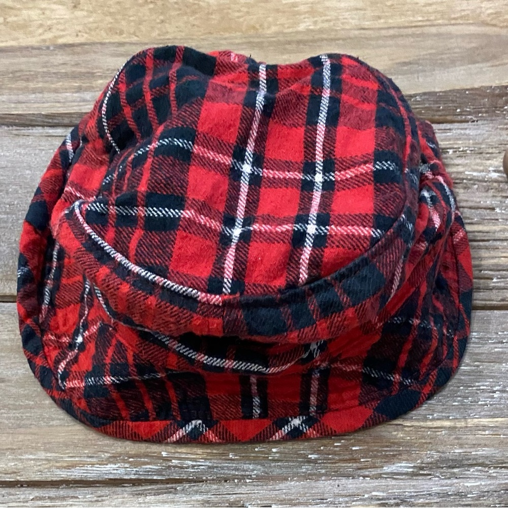 Vintage Baby Gap Infant L/XL Red/Black Plaid Cotton Bucket Hat